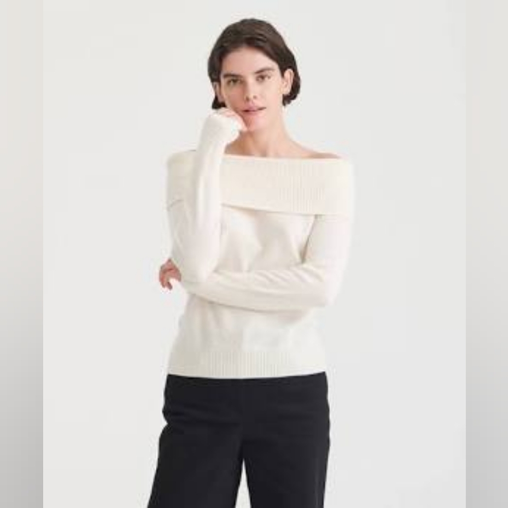 NAADAM Signature Cashmere Off The Shoulder Sweater NWT M
